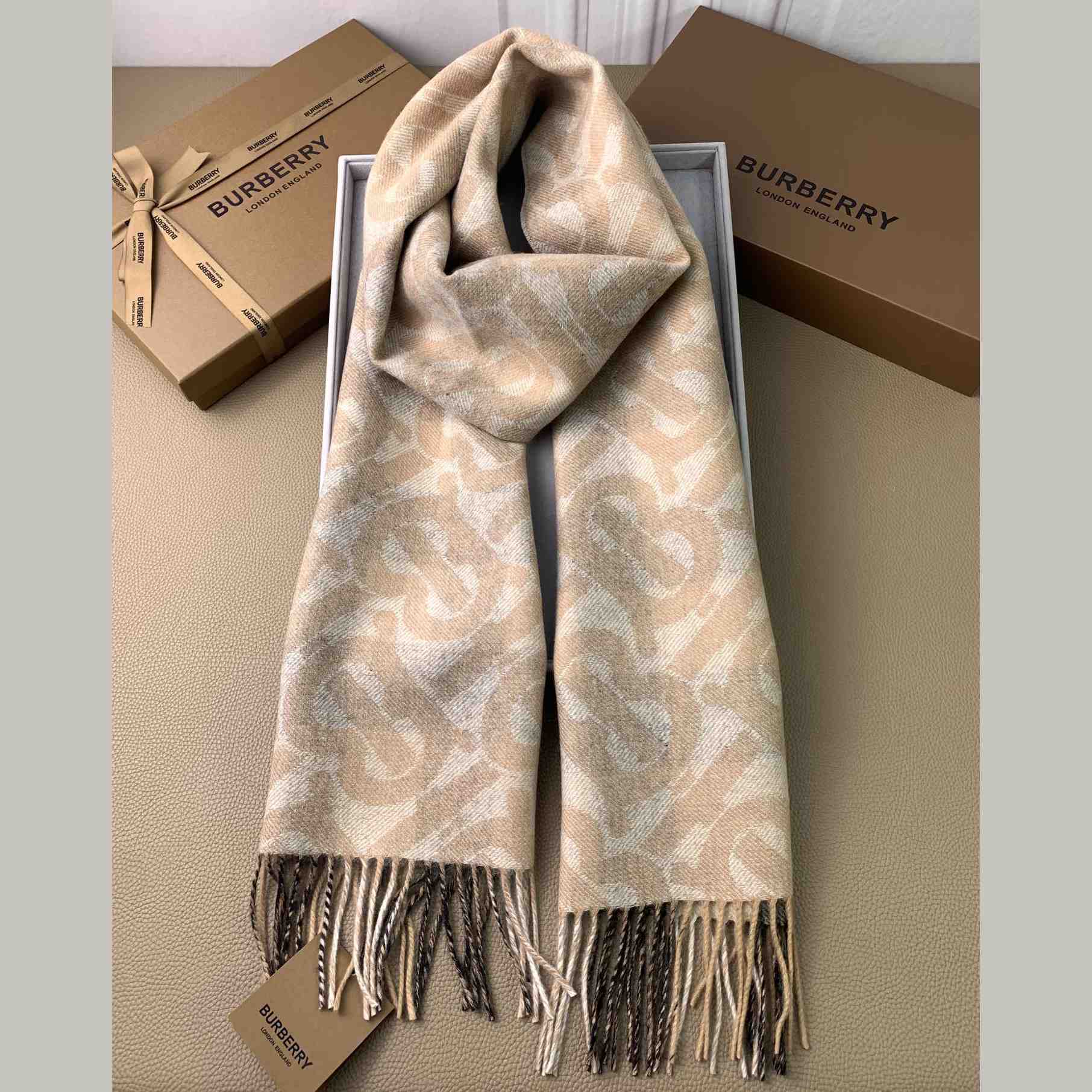 Burberry Check Cashmere Reversible Scarf - FashionPlug