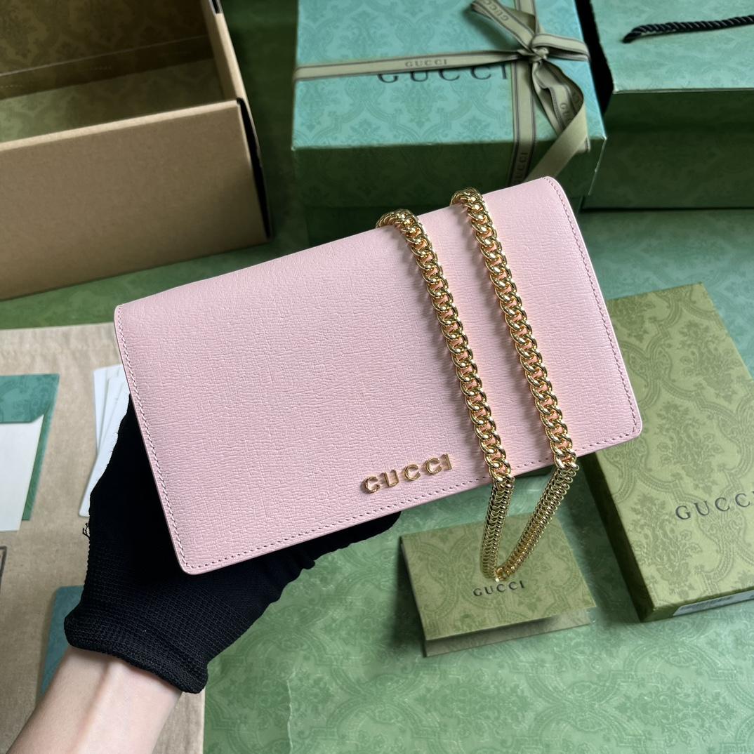 Gucci Chain Wallet With Gucci Script (12.5x 20x 4cm) - FashionPlug
