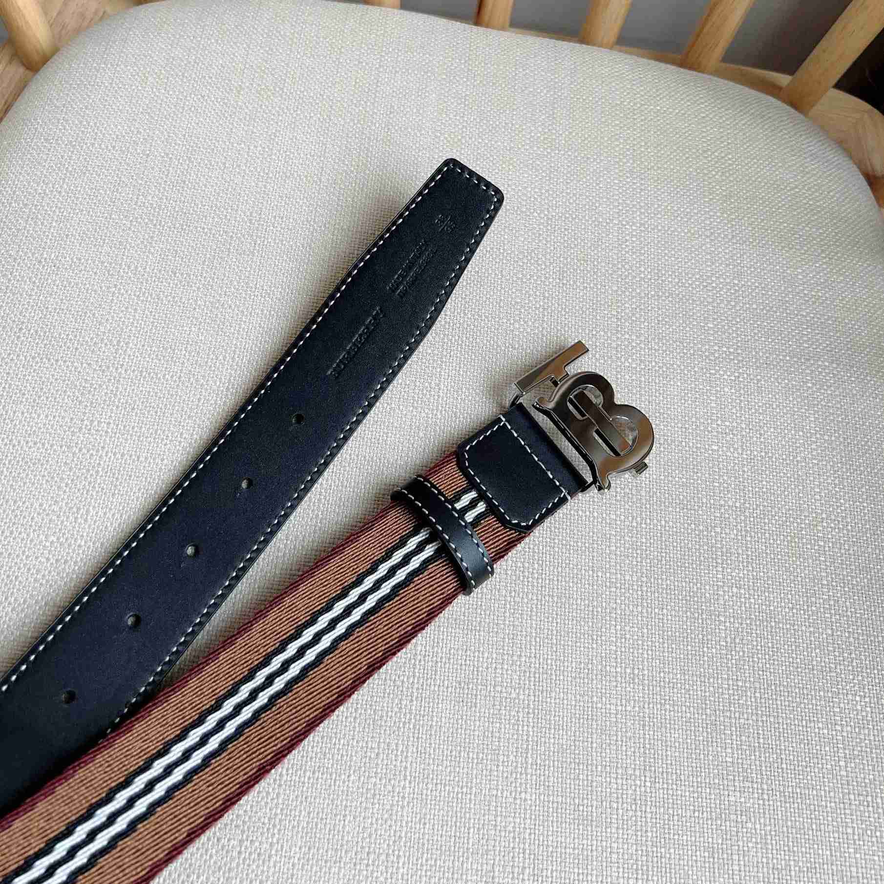 Burberry Icon Stripe Logo-buckle Belt - FashionPlug