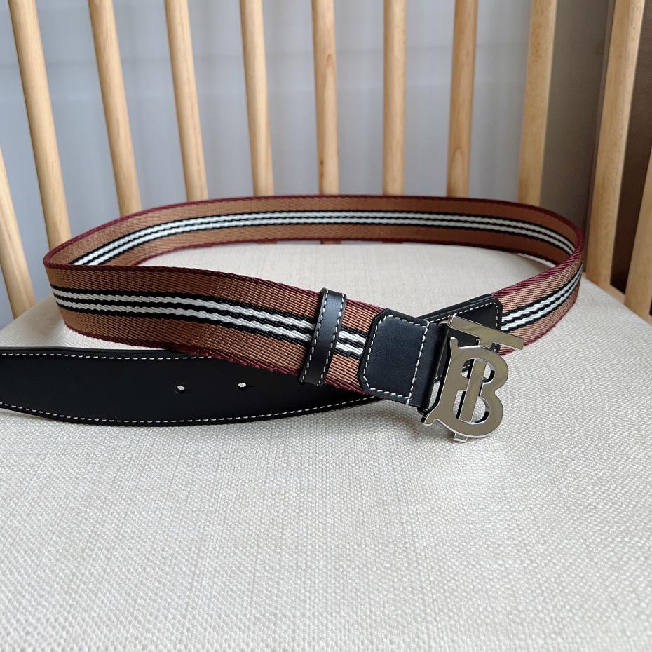 Burberry Icon Stripe Logo-buckle Belt - FashionPlug