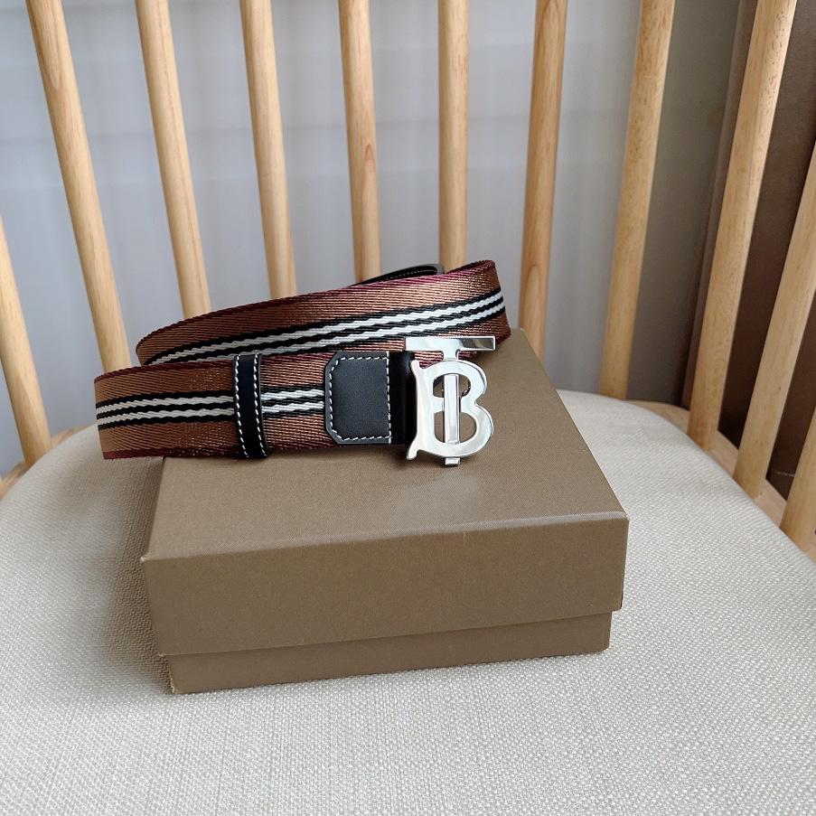 Burberry Icon Stripe Logo-buckle Belt - FashionPlug