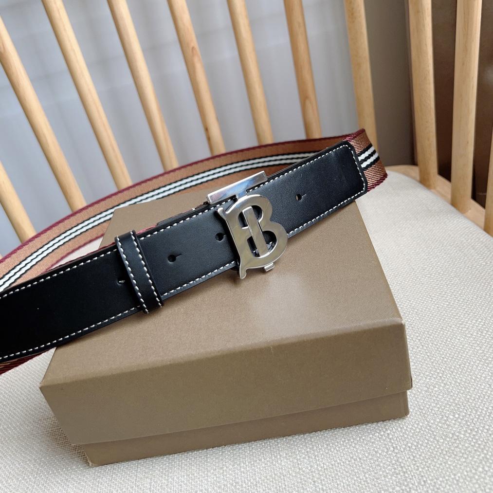 Burberry Icon Stripe Logo-buckle Belt - FashionPlug