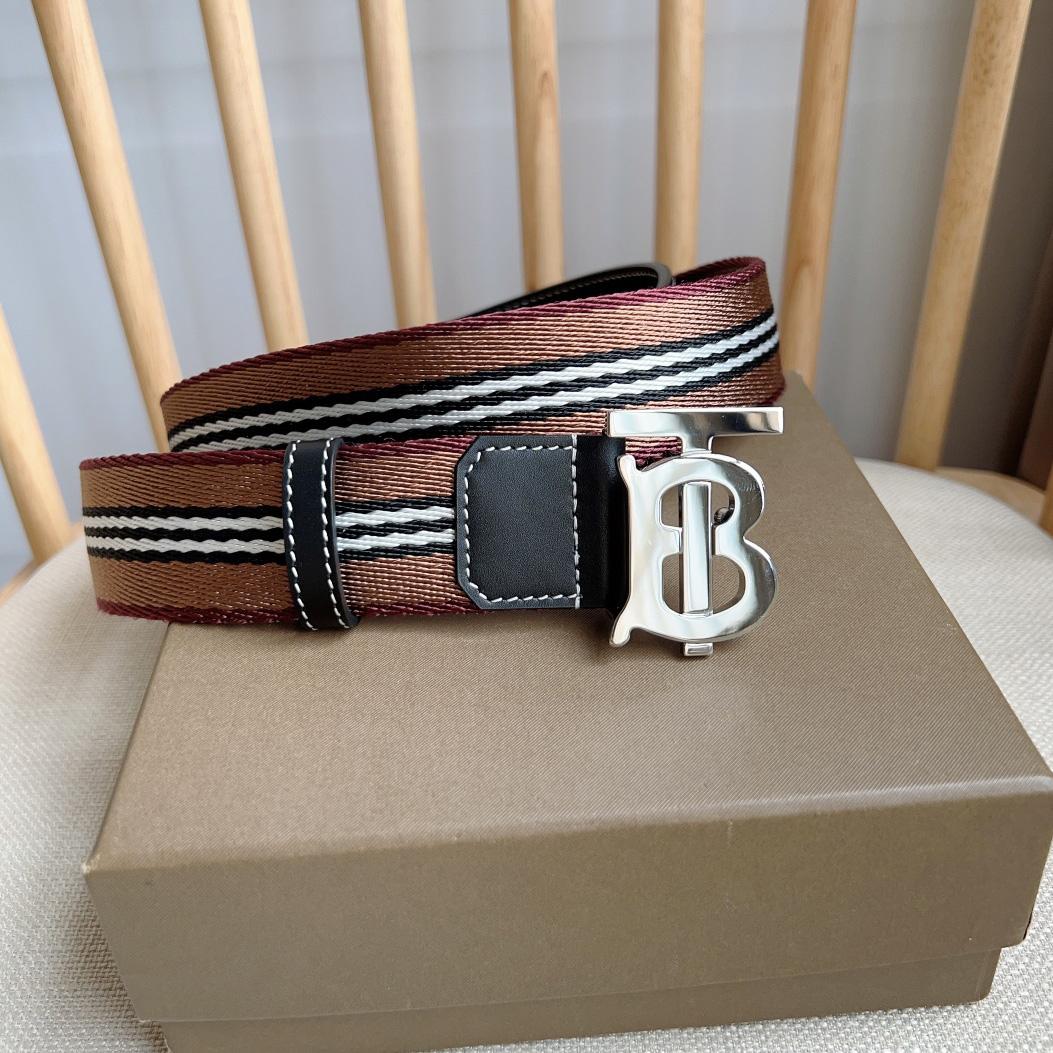 Burberry Icon Stripe Logo-buckle Belt - FashionPlug