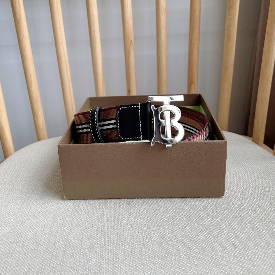 Burberry Icon Stripe Logo-buckle Belt - FashionPlug