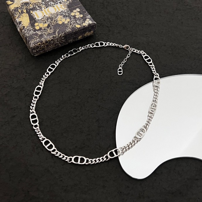 Dior CD Icon Thin Chain Link Necklace - FashionPlug