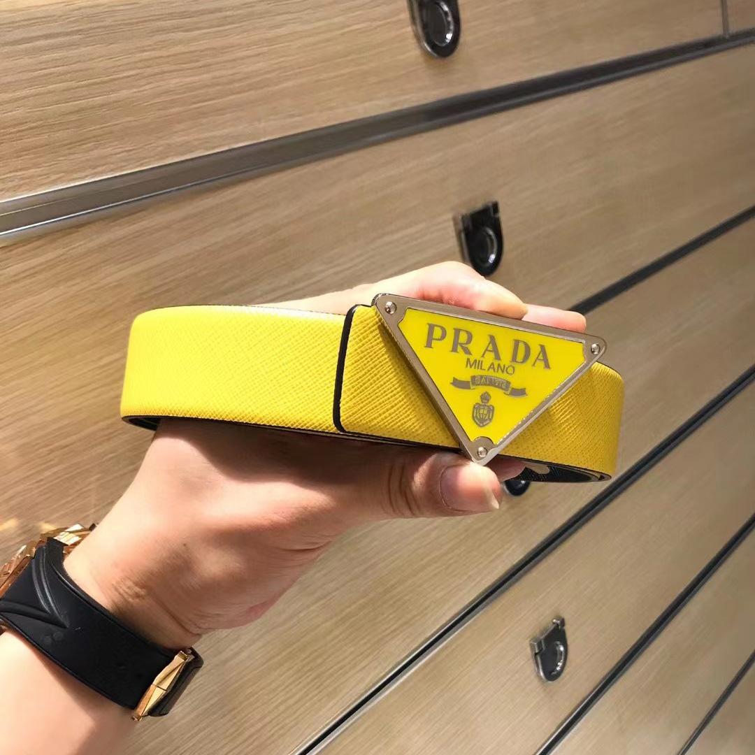 Prada Reversible Saffiano Leather Belt Strap - FashionPlug
