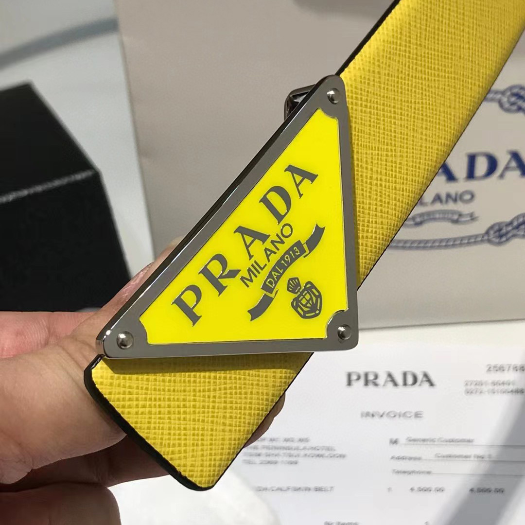 Prada Reversible Saffiano Leather Belt Strap - FashionPlug