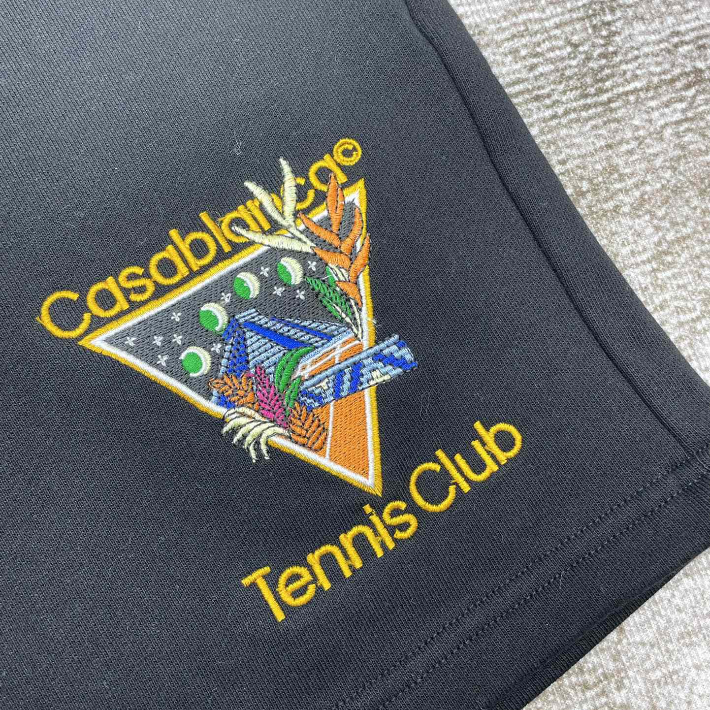 Casablanca Tennis Club Icon Embroidered Shorts  - FashionPlug
