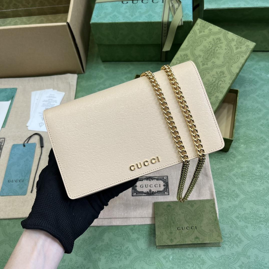 Gucci Chain Wallet With Gucci Script (12.5x 20x 4cm) - FashionPlug