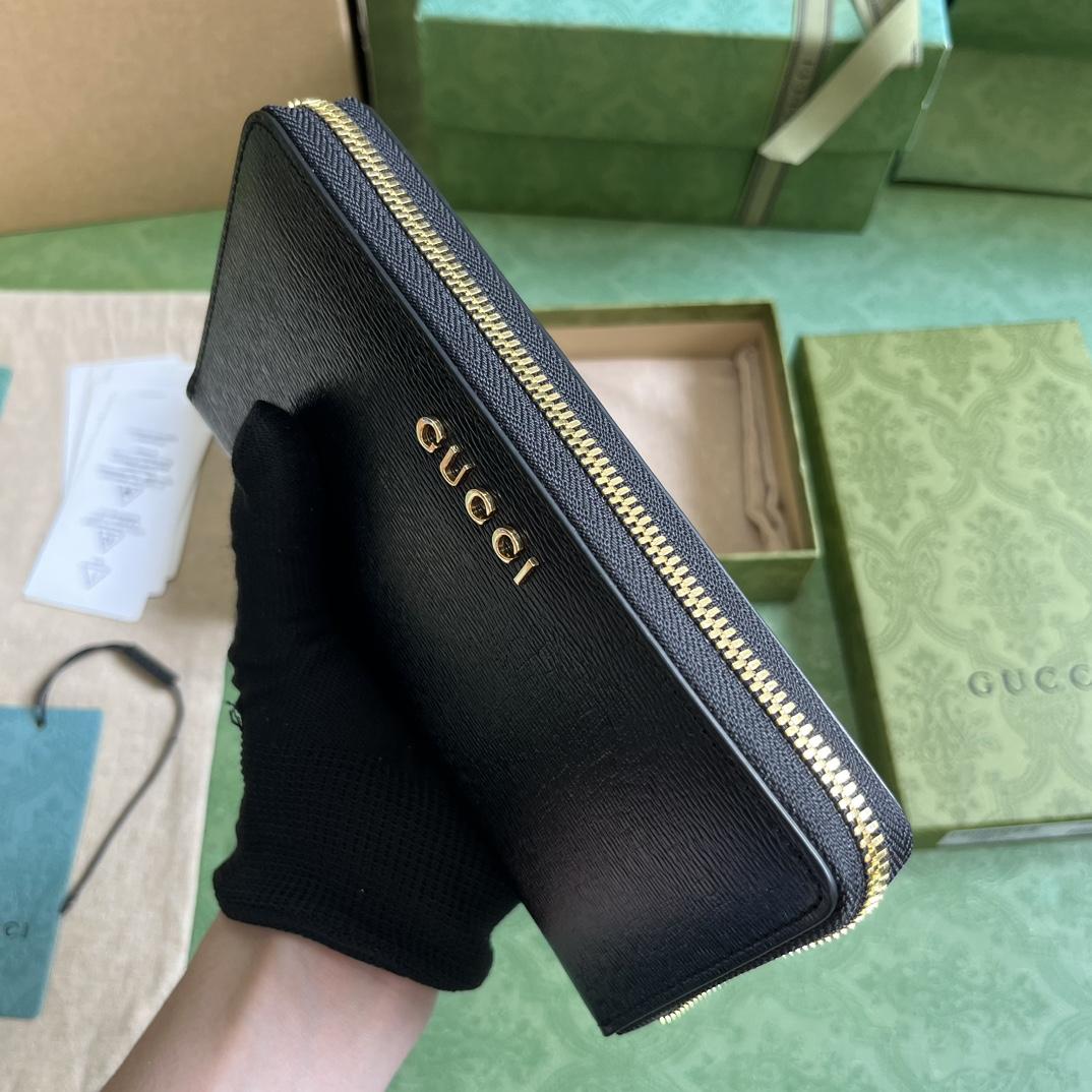 Gucci Zip Around Wallet With Gucci Script (20x 12.5 x4cm) - FashionPlug