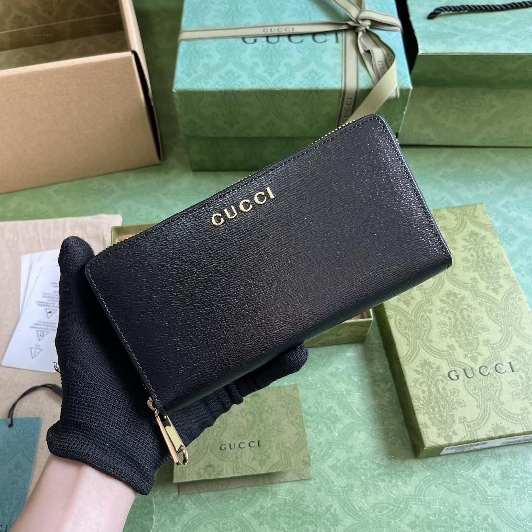 Gucci Zip Around Wallet With Gucci Script (20x 12.5 x4cm) - FashionPlug