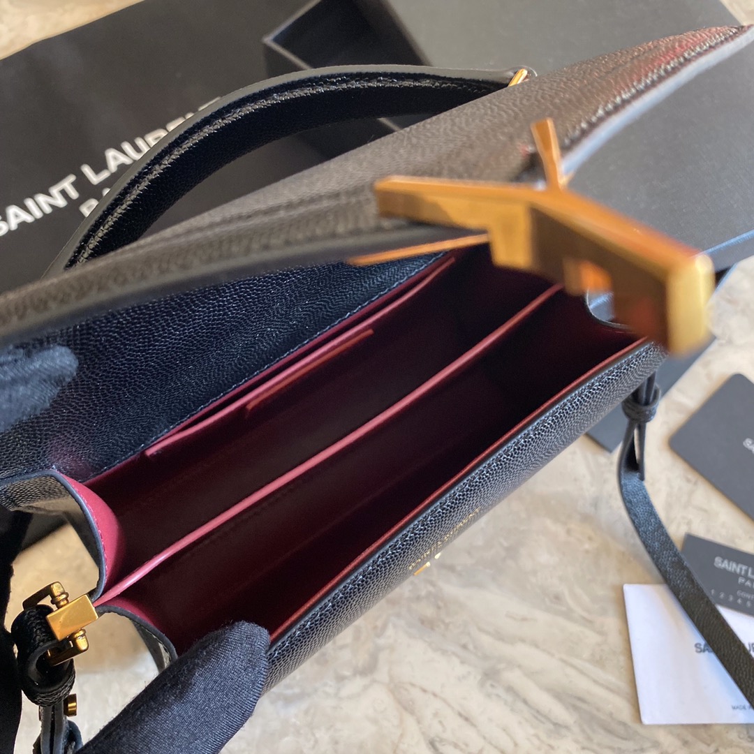 Saint Laurent Cassandra Mini Top Handle Bag In Grain De Poudre Embossed Leather - FashionPlug