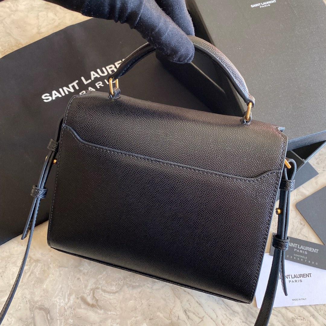 Saint Laurent Cassandra Mini Top Handle Bag In Grain De Poudre Embossed Leather - FashionPlug