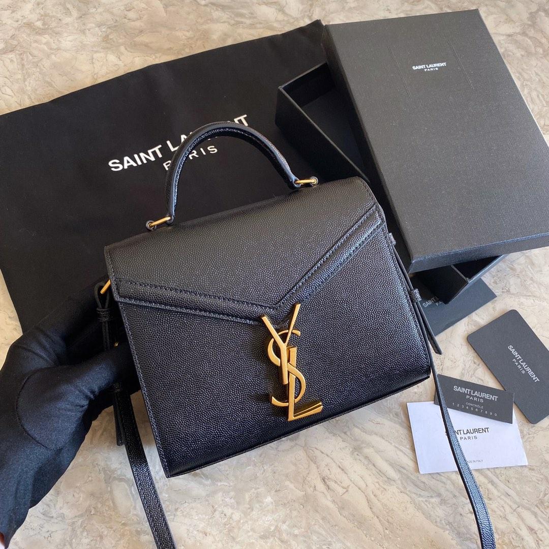 Saint Laurent Cassandra Mini Top Handle Bag In Grain De Poudre Embossed Leather - FashionPlug