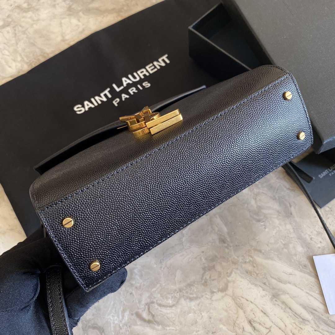 Saint Laurent Cassandra Mini Top Handle Bag In Grain De Poudre Embossed Leather - FashionPlug