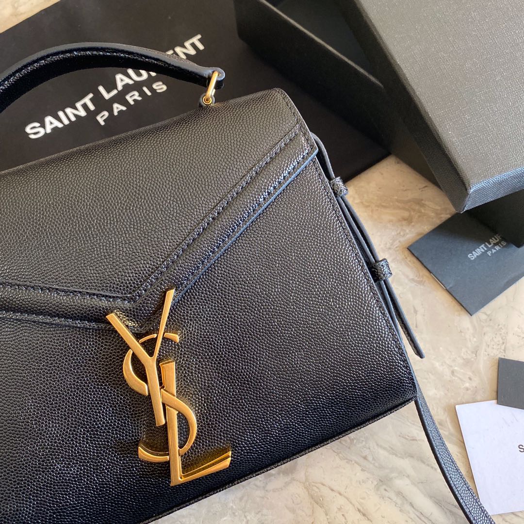 Saint Laurent Cassandra Mini Top Handle Bag In Grain De Poudre Embossed Leather - FashionPlug