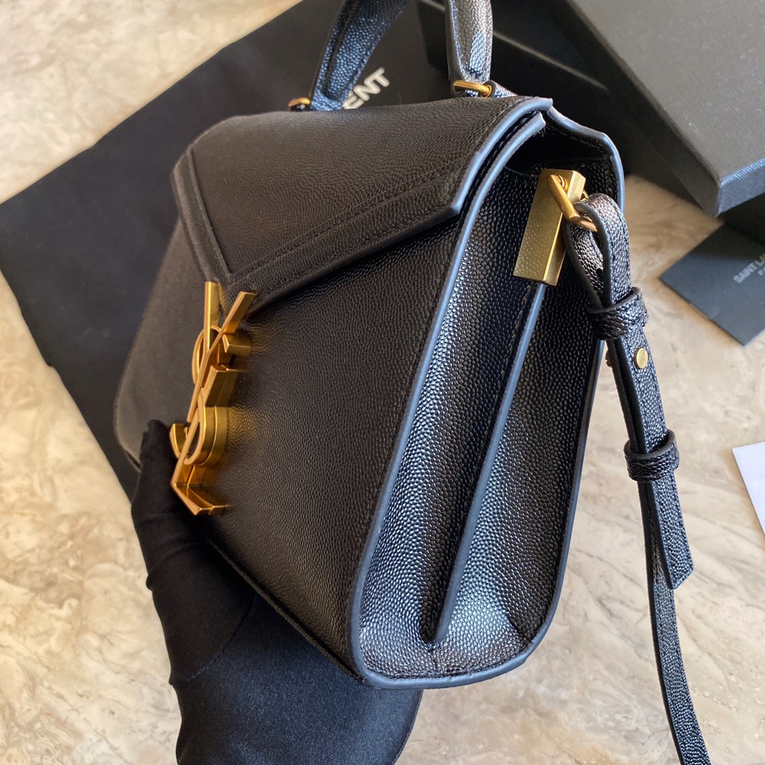 Saint Laurent Cassandra Mini Top Handle Bag In Grain De Poudre Embossed Leather - FashionPlug
