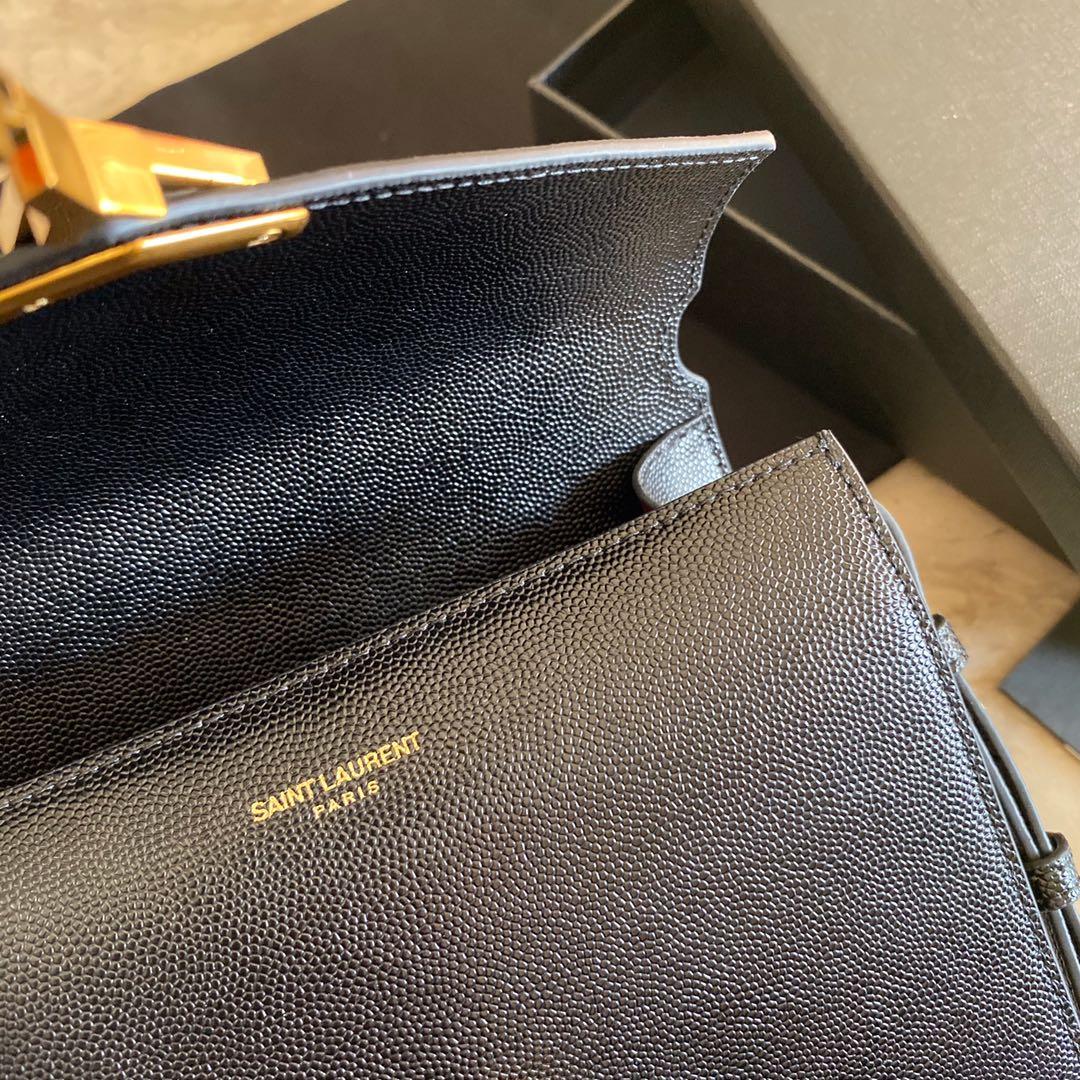 Saint Laurent Cassandra Mini Top Handle Bag In Grain De Poudre Embossed Leather - FashionPlug