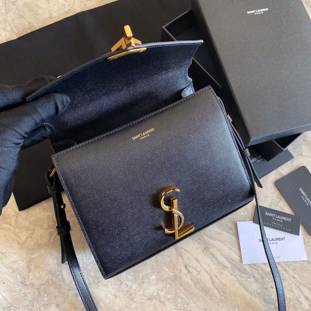 Saint Laurent Cassandra Mini Top Handle Bag In Grain De Poudre Embossed Leather - FashionPlug