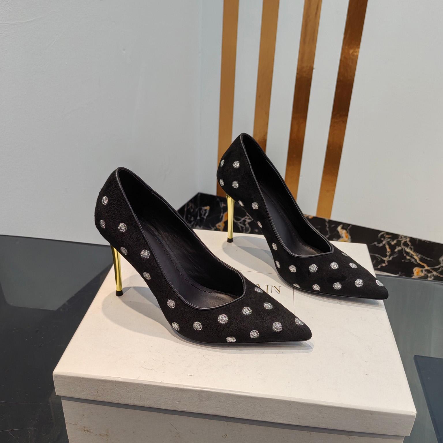 Balmain Polka Dot Velvet Pumps  - FashionPlug