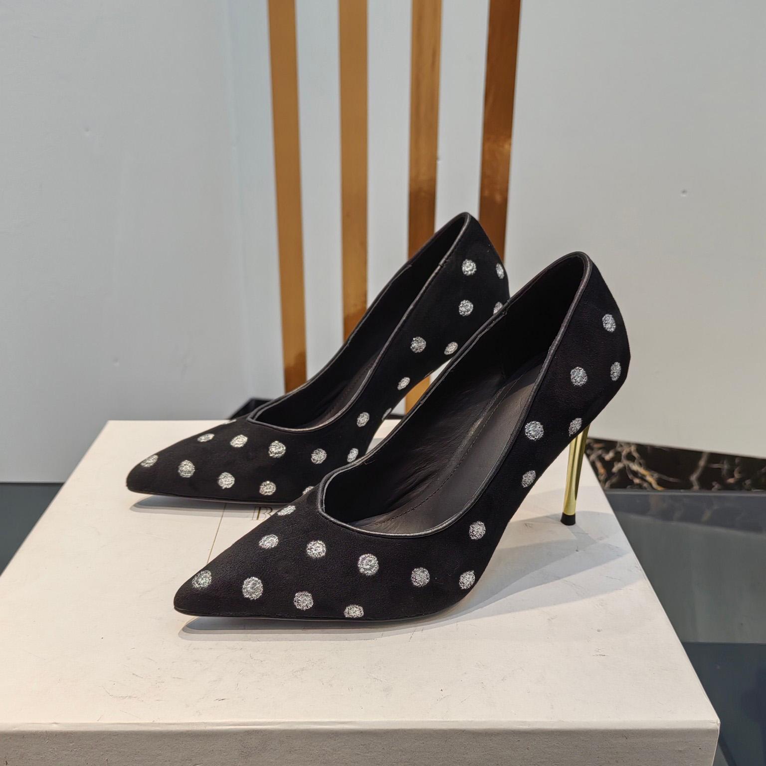 Balmain Polka Dot Velvet Pumps  - FashionPlug