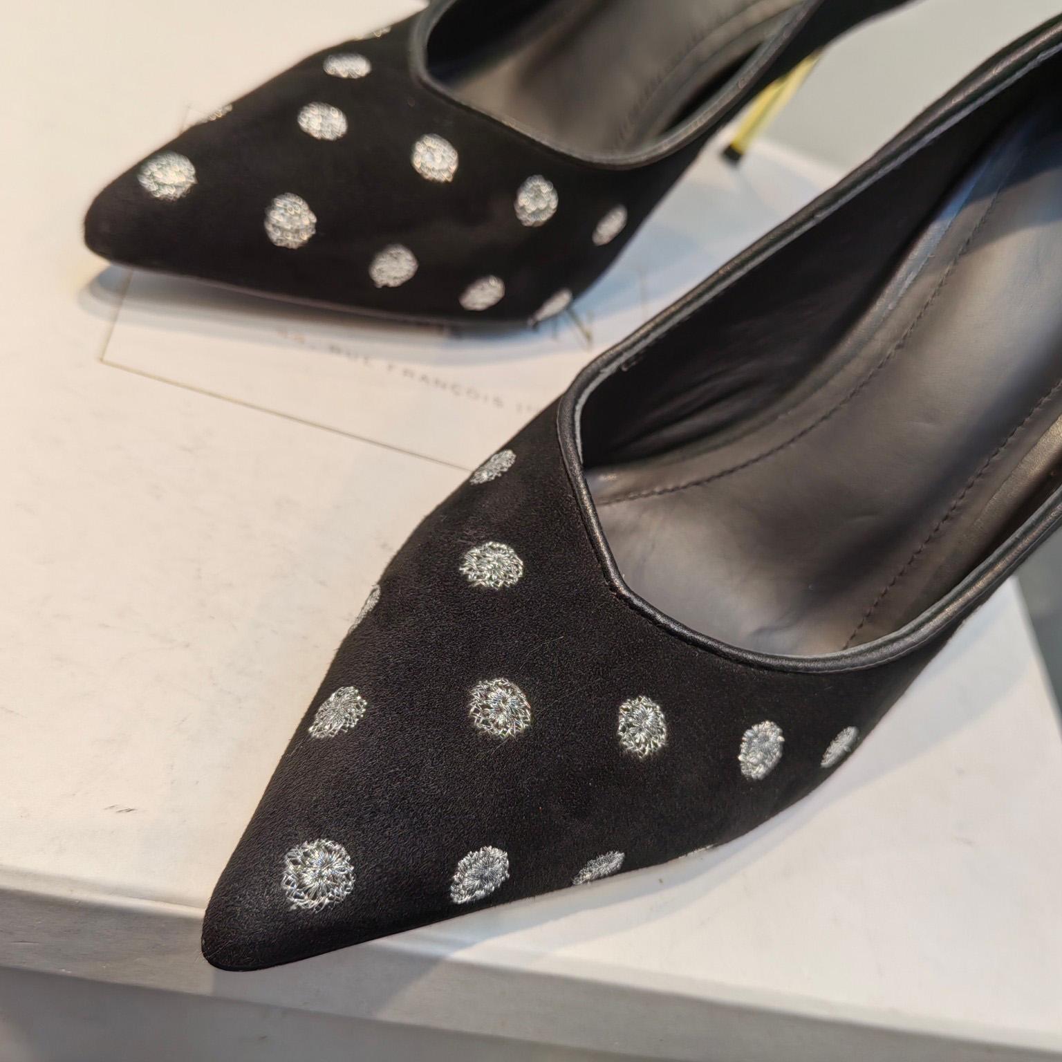 Balmain Polka Dot Velvet Pumps  - FashionPlug
