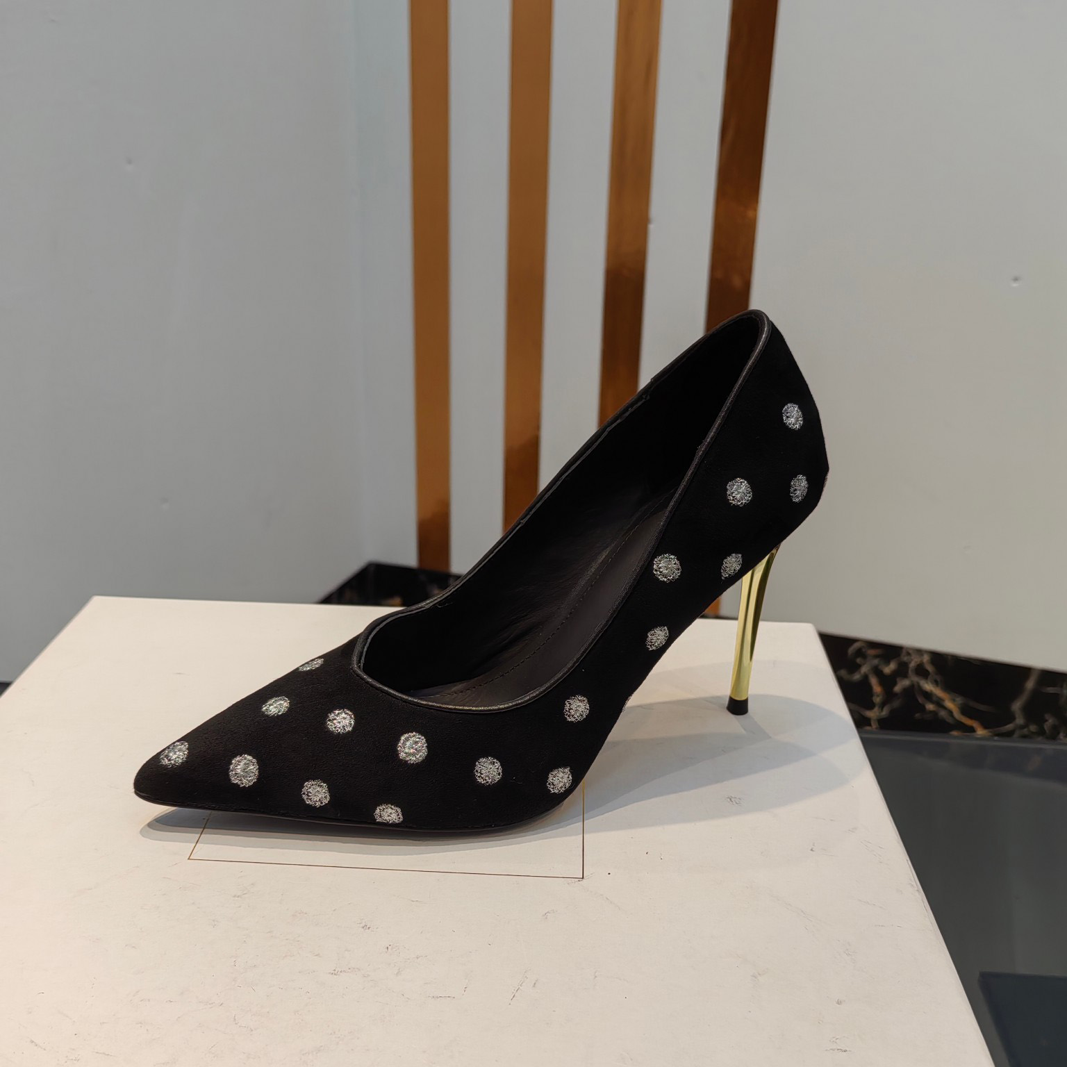 Balmain Polka Dot Velvet Pumps  - FashionPlug