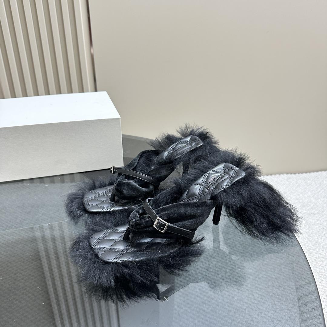 Burberry Shearling Step Post Sandals - FashionPlug