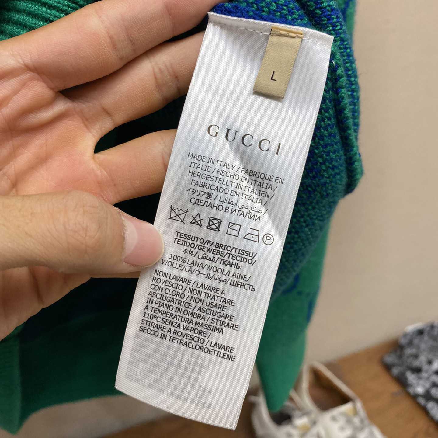 Gucci Green Knit GG Cardigan  - FashionPlug