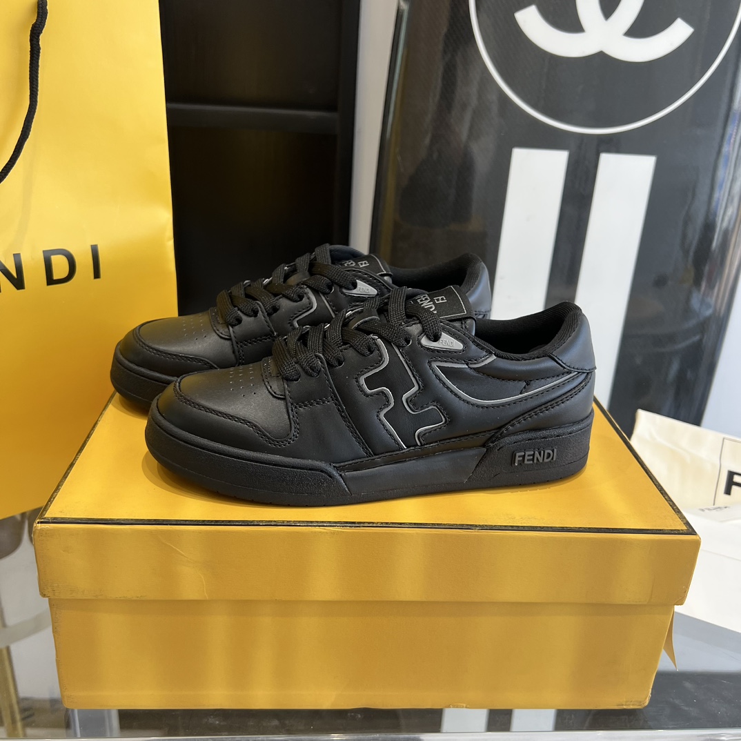 Fendi Fendi Match Black Leather Low-tops Sneakers - FashionPlug
