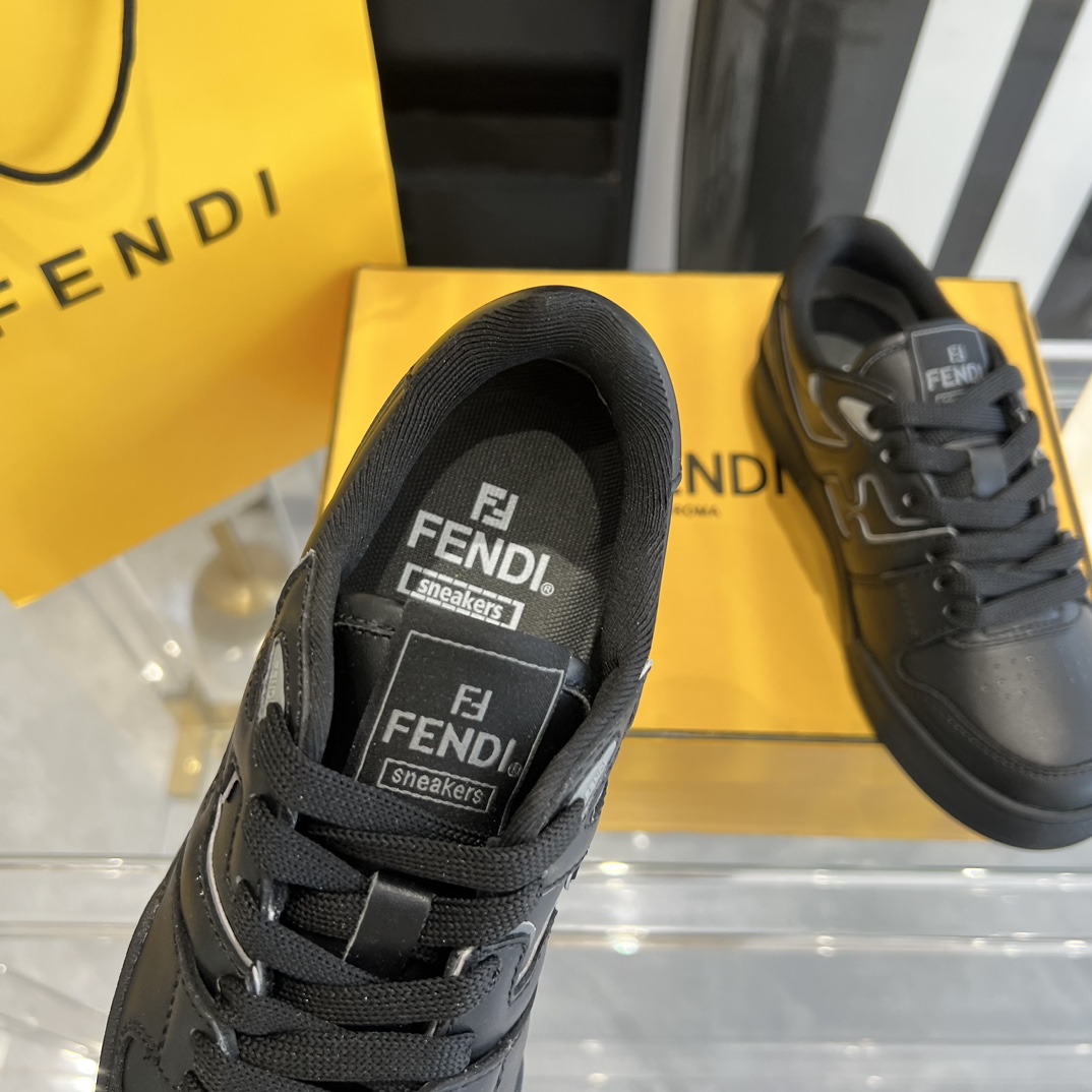 Fendi Fendi Match Black Leather Low-tops Sneakers - FashionPlug