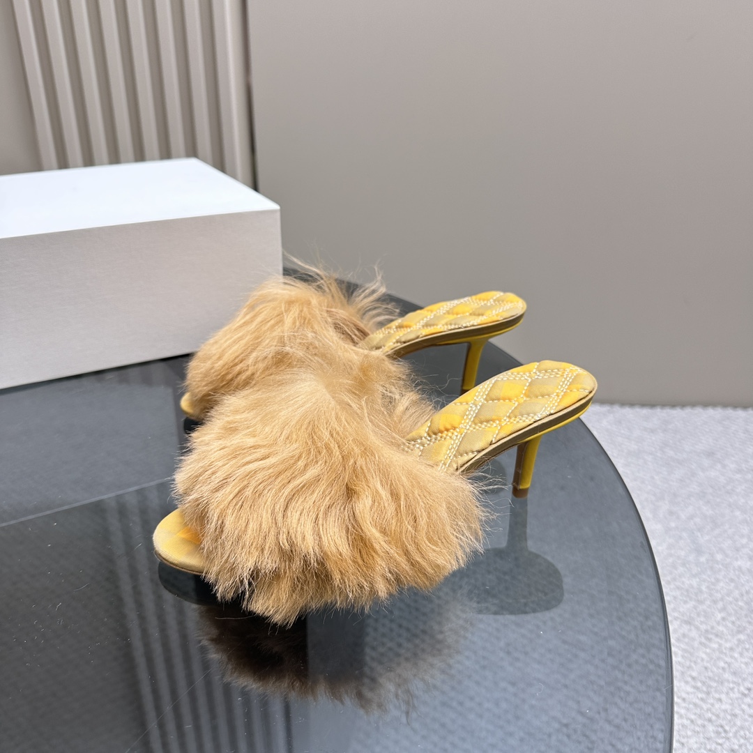 Burberry Shearling Minnie Mules - FashionPlug