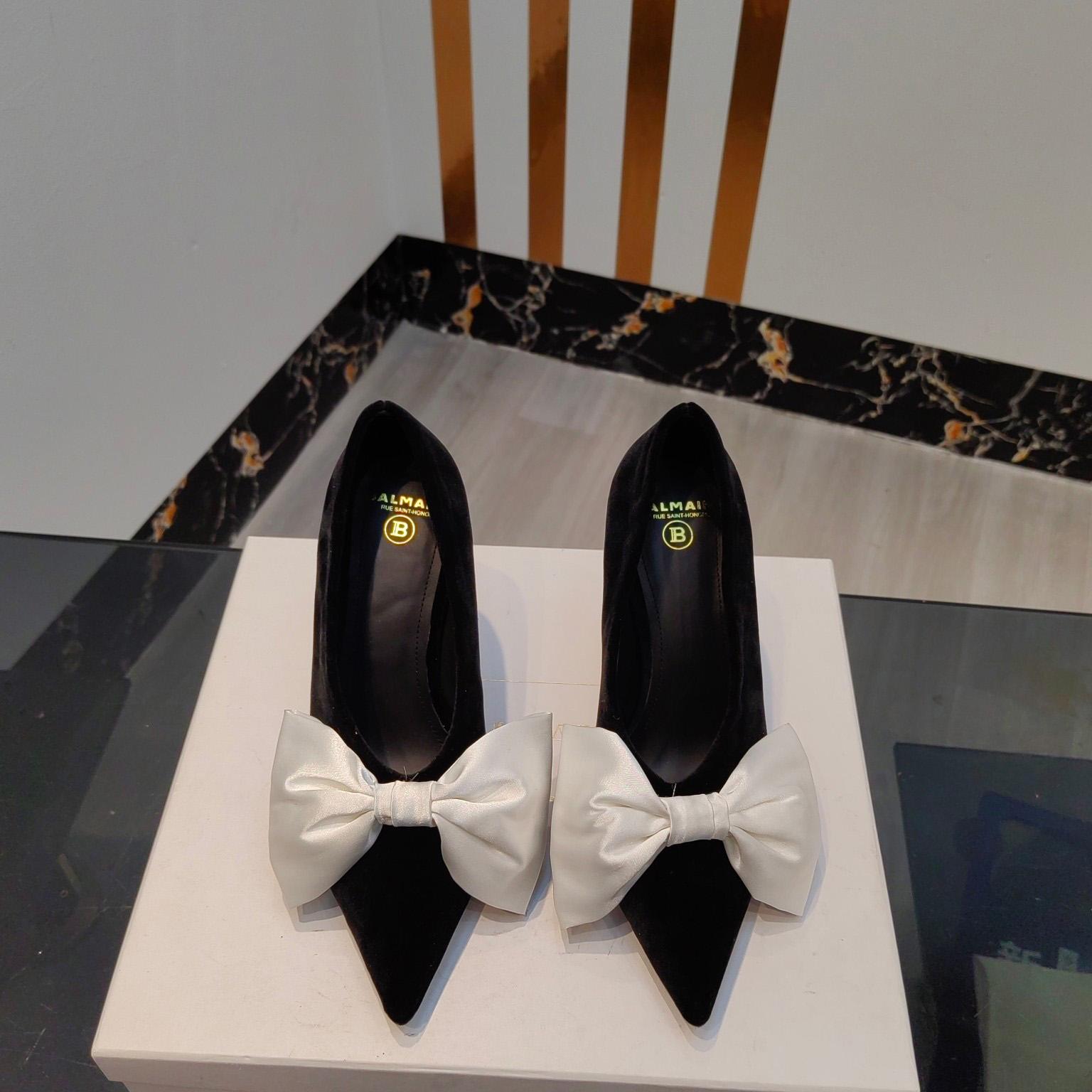 Balmain Velvet Clara Stilettos - FashionPlug