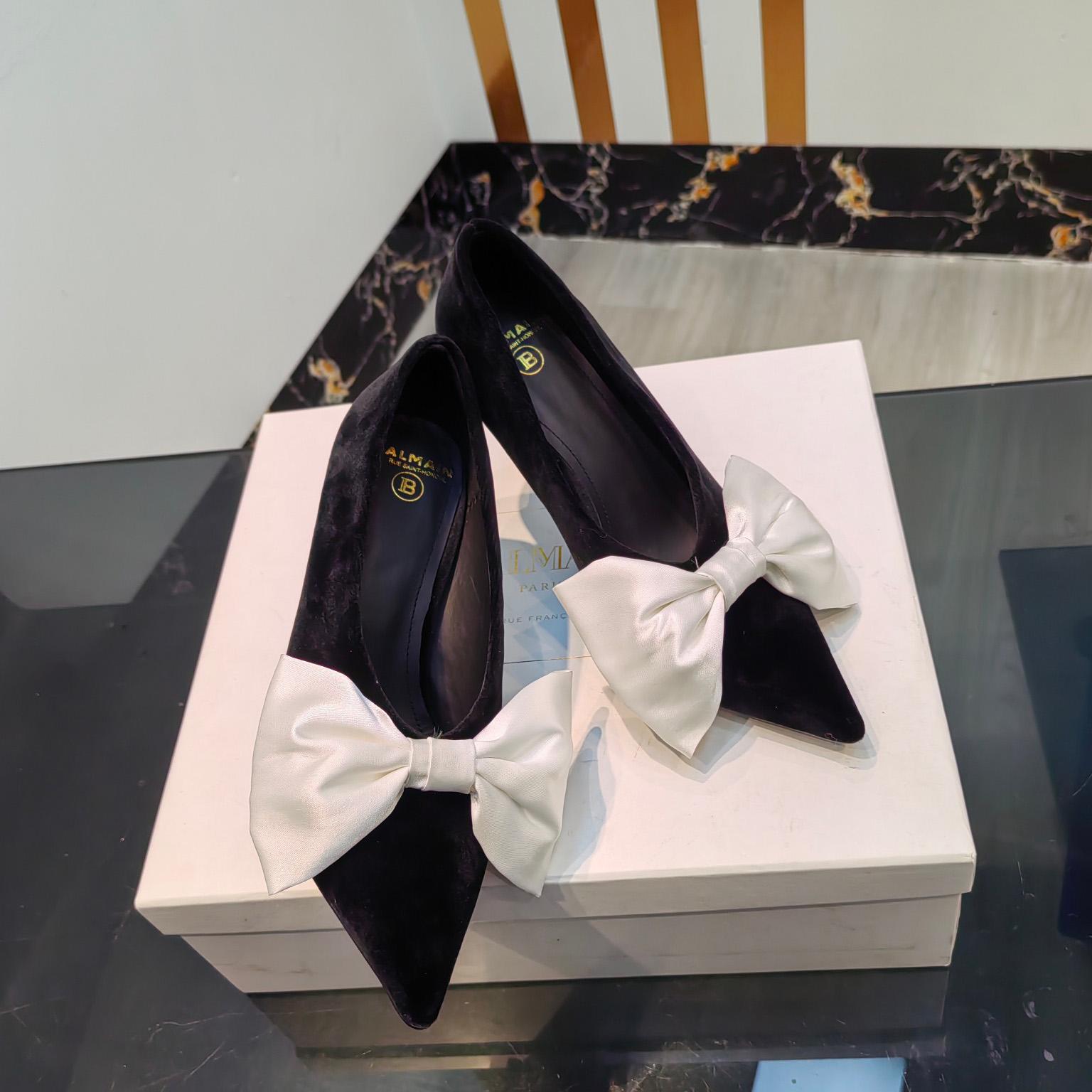 Balmain Velvet Clara Stilettos - FashionPlug