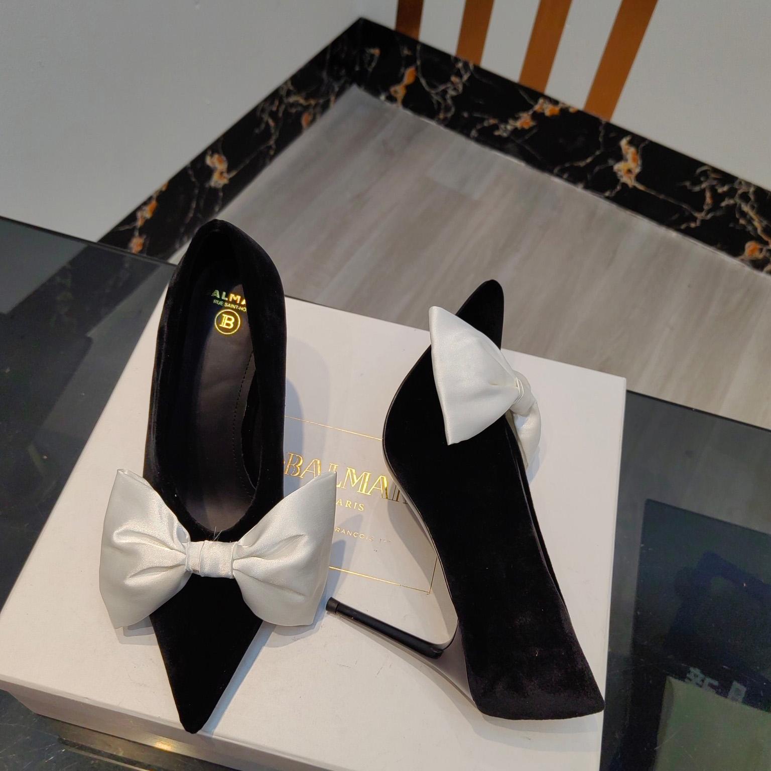 Balmain Velvet Clara Stilettos - FashionPlug