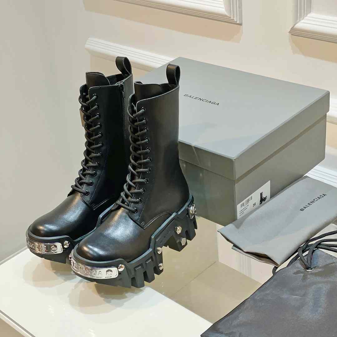 Balenciaga Bulldozer Lace-Up Boot In Black - FashionPlug
