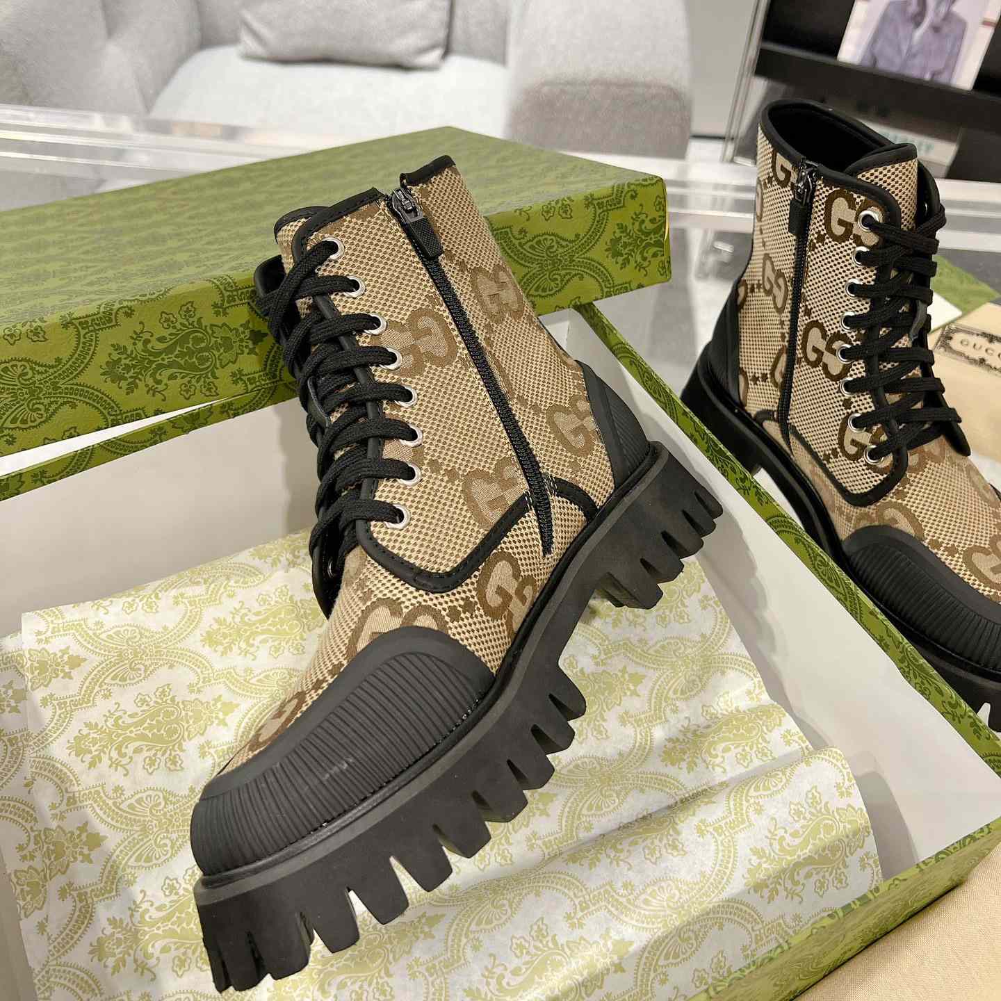 Gucci Original GG Canvas Boots  - FashionPlug