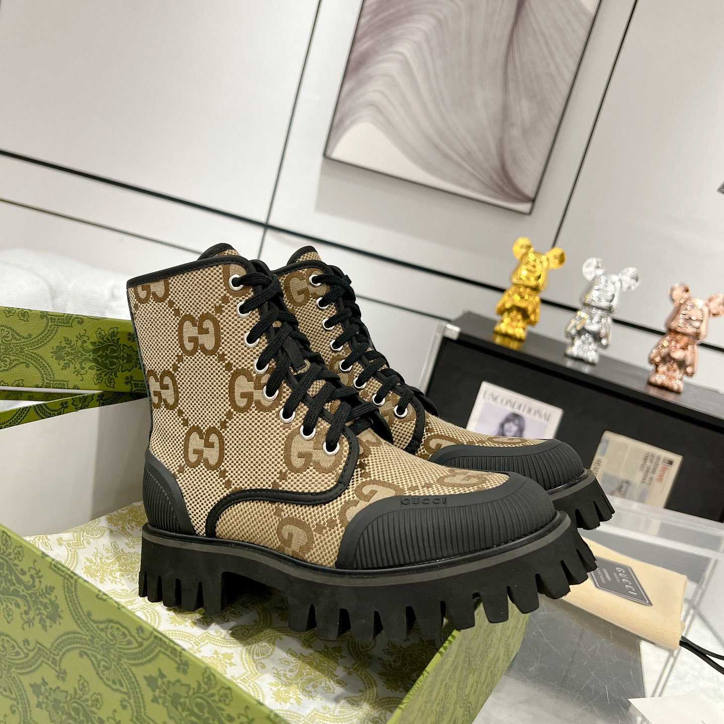 Gucci Original GG Canvas Boots  - FashionPlug