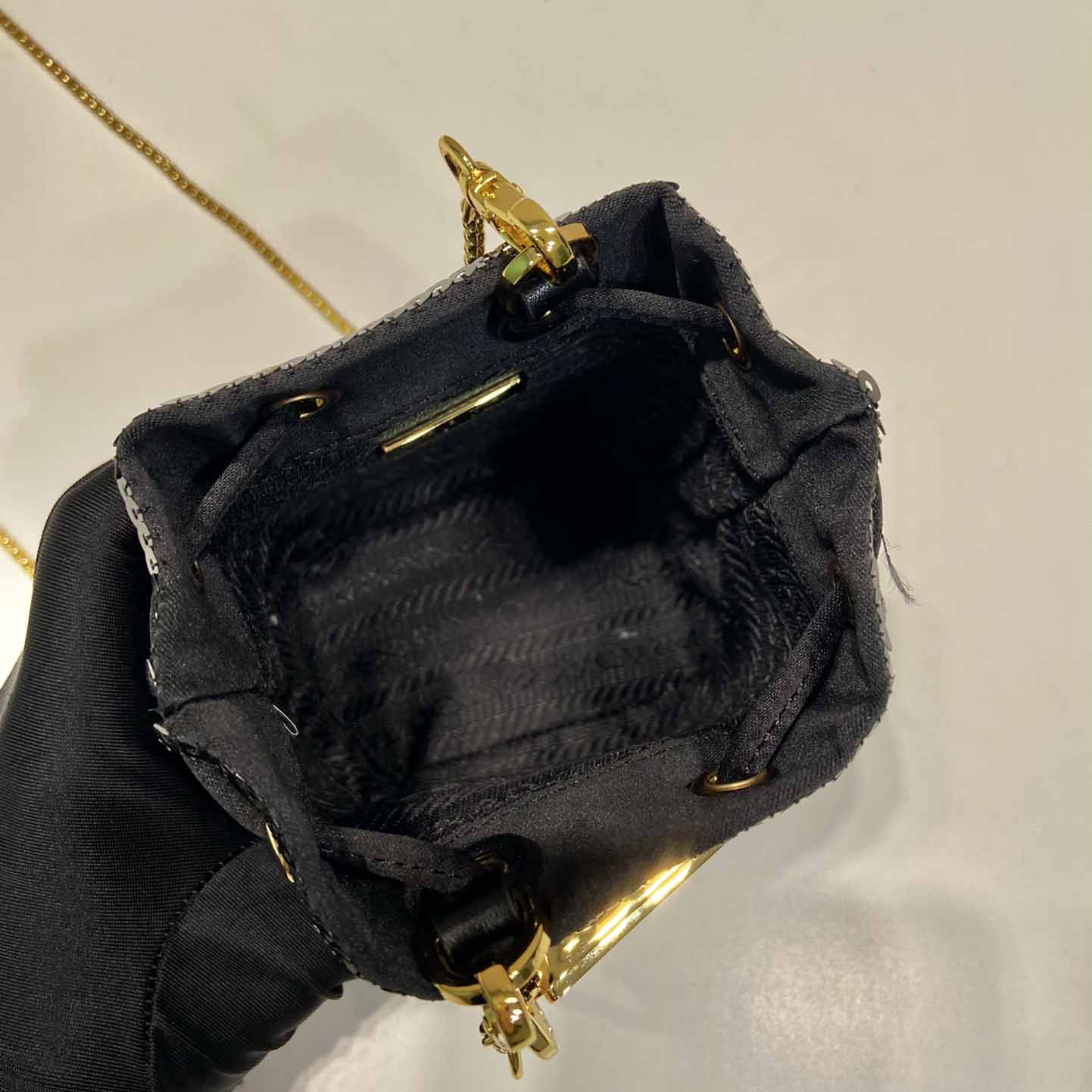 Prada Sequined Satin Mini-pouch - FashionPlug