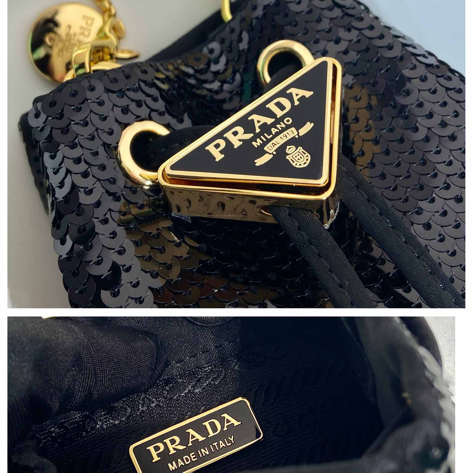 Prada Sequined Satin Mini-pouch - FashionPlug