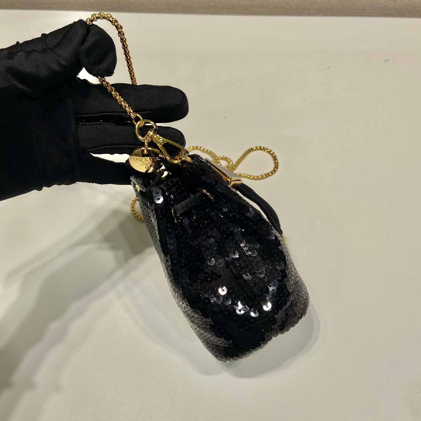 Prada Sequined Satin Mini-pouch - FashionPlug