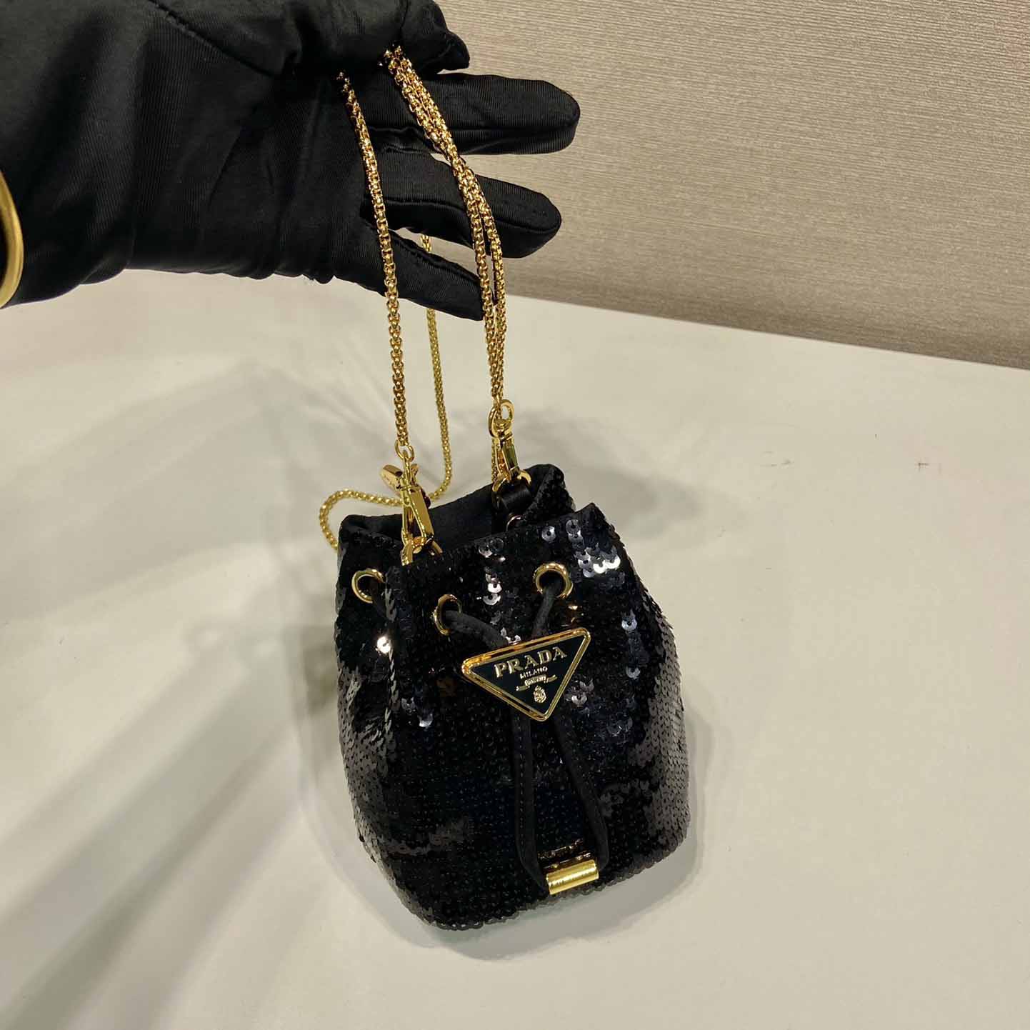 Prada Sequined Satin Mini-pouch - FashionPlug