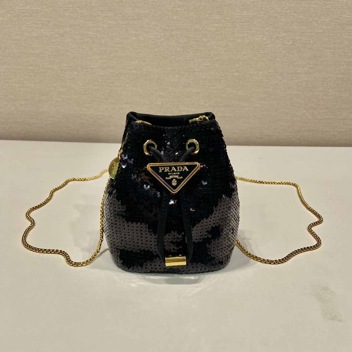 Prada Sequined Satin Mini-pouch - FashionPlug