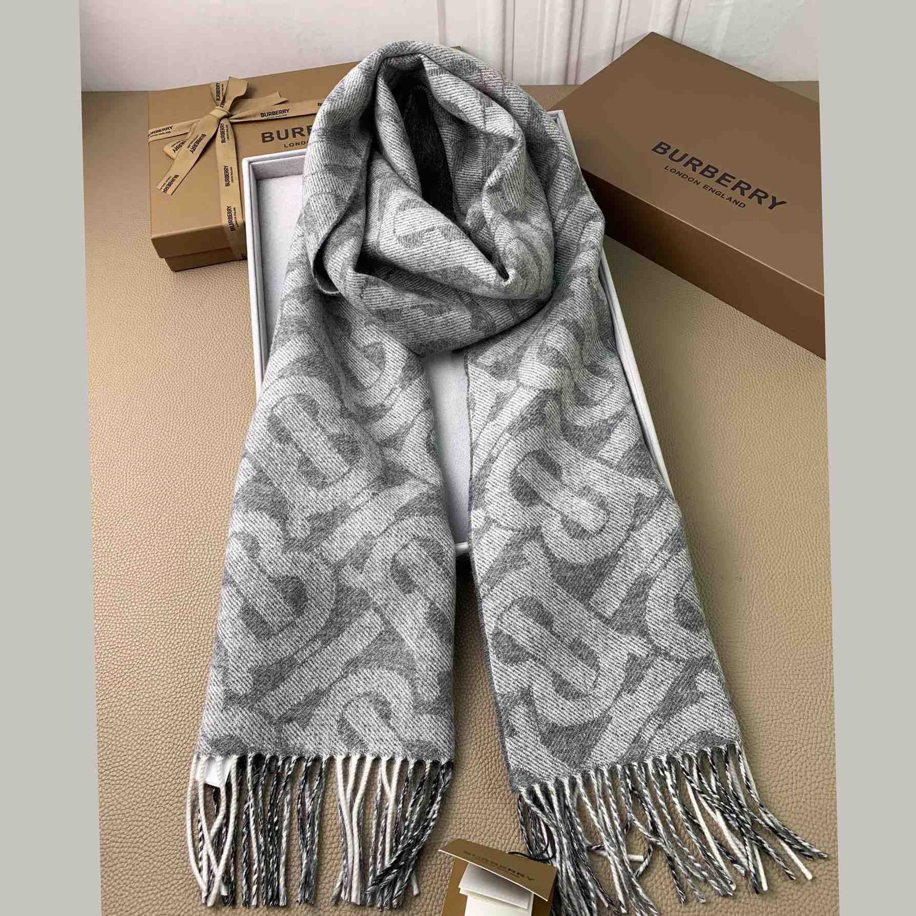 Burberry Check Cashmere Reversible Scarf - FashionPlug