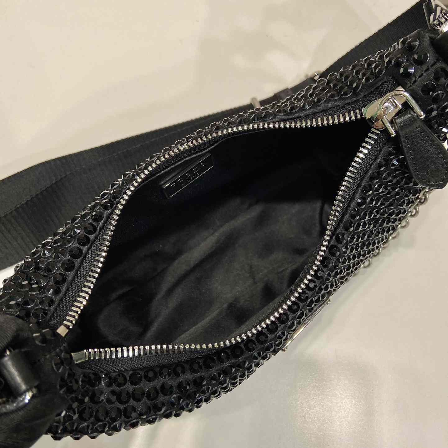 Prada Re-Edition 2005 Satin Bag With Crystals - FashionPlug