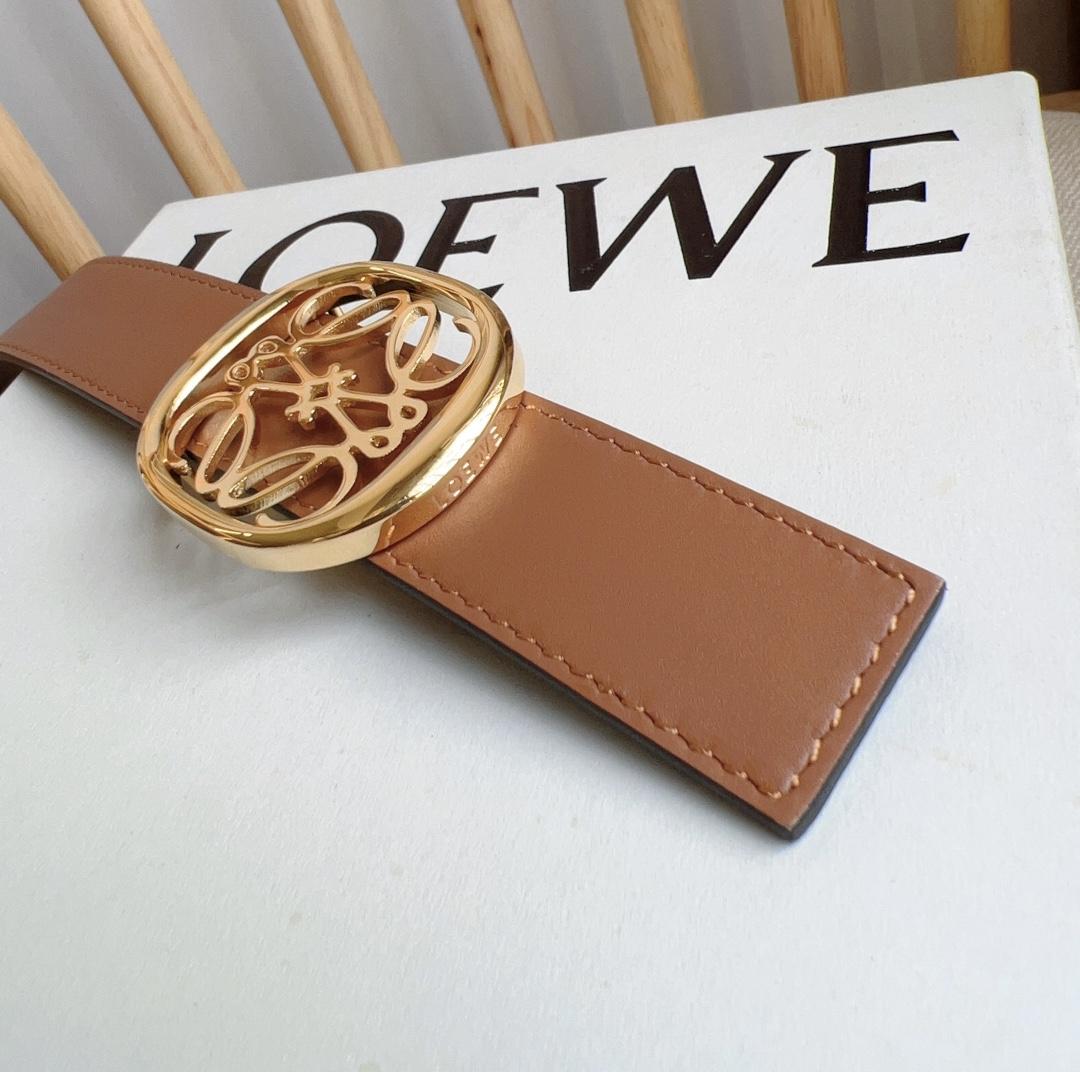 Loewe Reversible Anagram Ellipse belt In Smooth Calfskin - FashionPlug