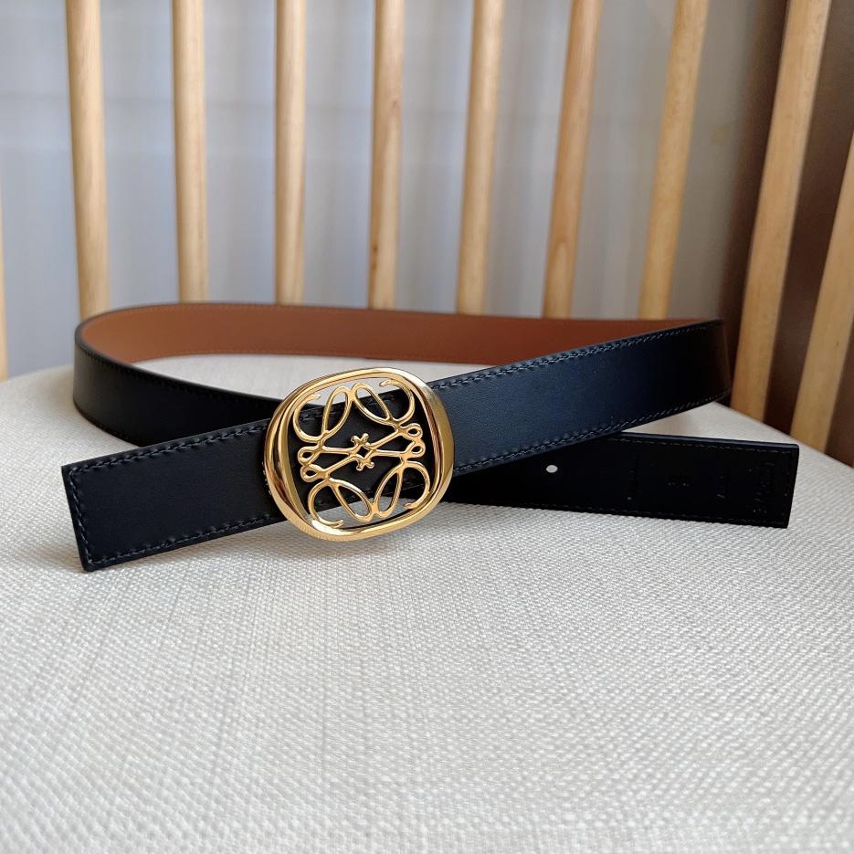 Loewe Reversible Anagram Ellipse belt In Smooth Calfskin - FashionPlug