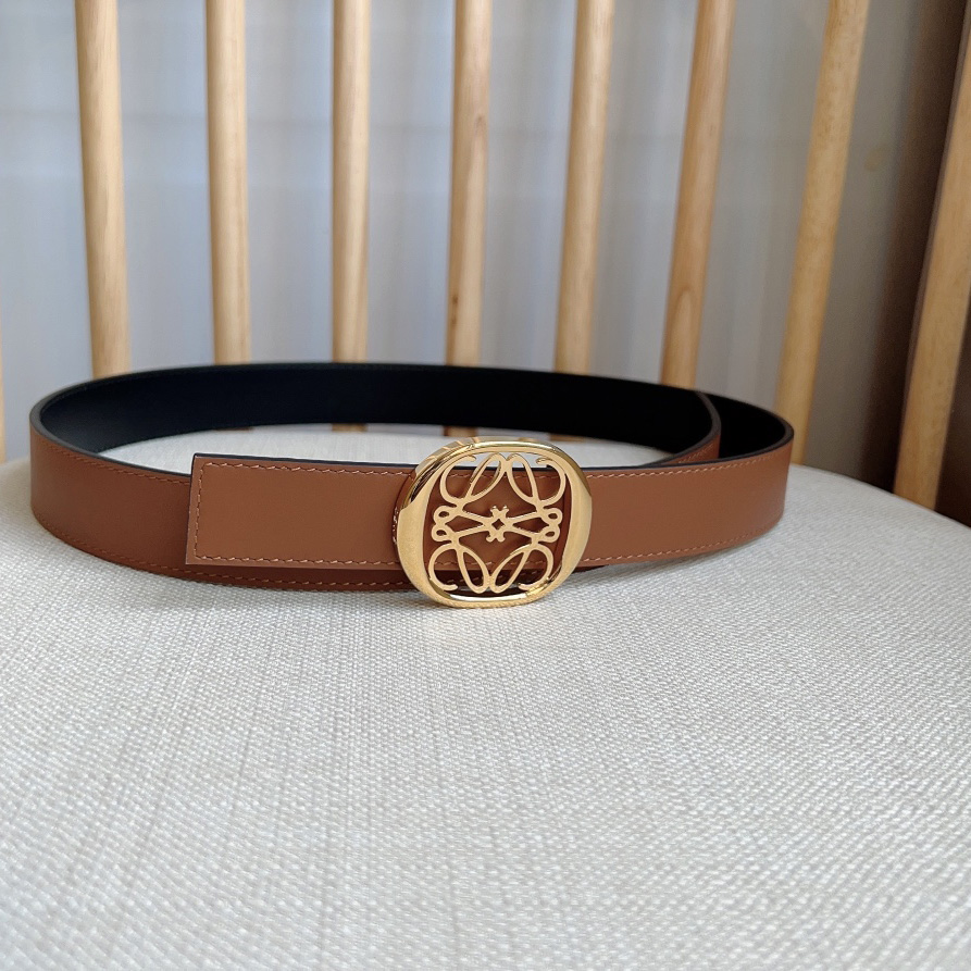 Loewe Reversible Anagram Ellipse belt In Smooth Calfskin - FashionPlug