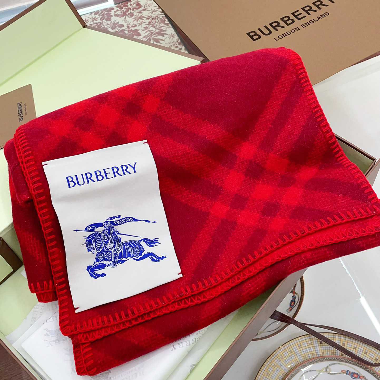 Burberry Check Wool Hooded Scarf - FashionPlug