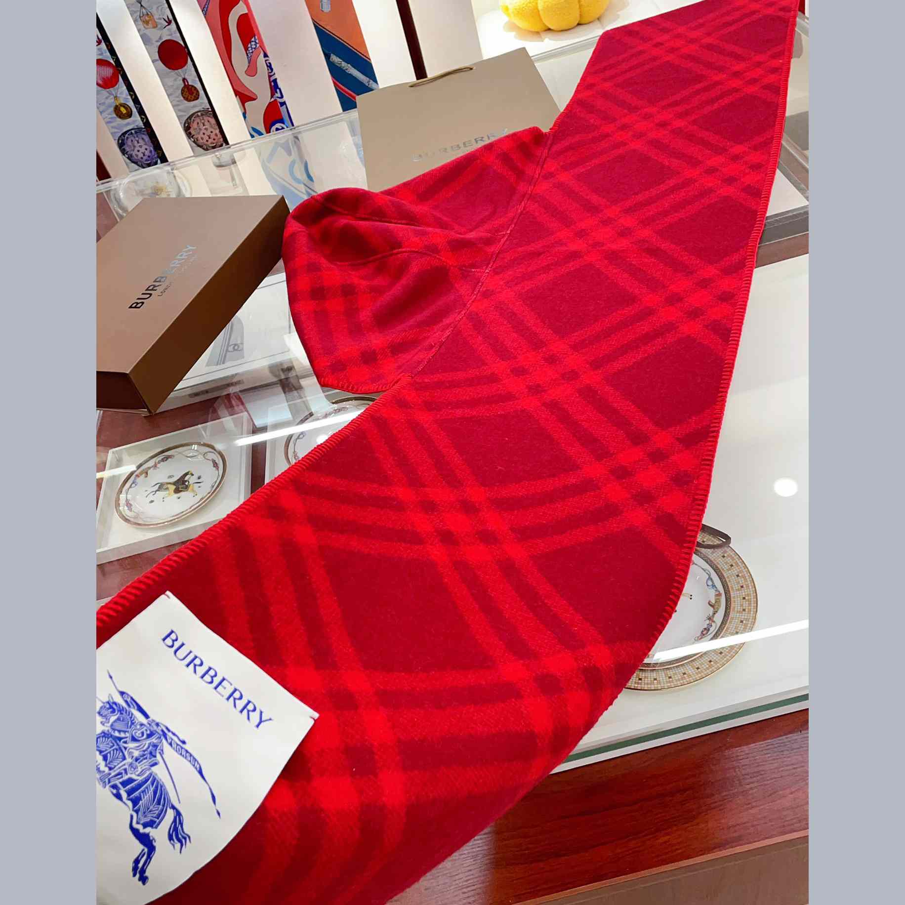 Burberry Check Wool Hooded Scarf - FashionPlug